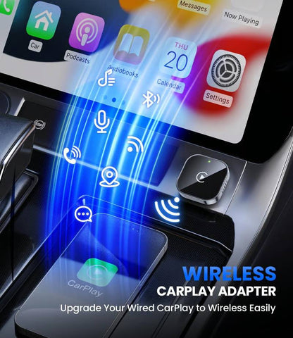 🔥2026 Upgrade 3 in 1 Wireless Carplay Mirror Link Adapter Instant Wired to Wireless Conversion Plug & PlayMini Stable Design for Wired Carplay,AirPlay