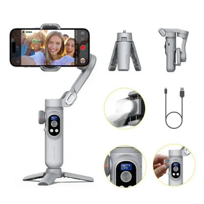 🔥Big Promotion 49% OFF💥Gimbal Stabilizer for Smartphone, 3-Axis iPhone Gimbal, Portable Gimbal w/OLED Display（Three-year warranty）