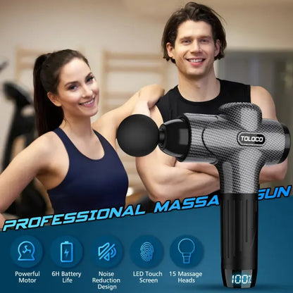 🔥Limited Time 50% OFF⚡TOLOCO Muscle Deep Tissue Massage Gun, Percussion massage gun with 10 replacement heads.