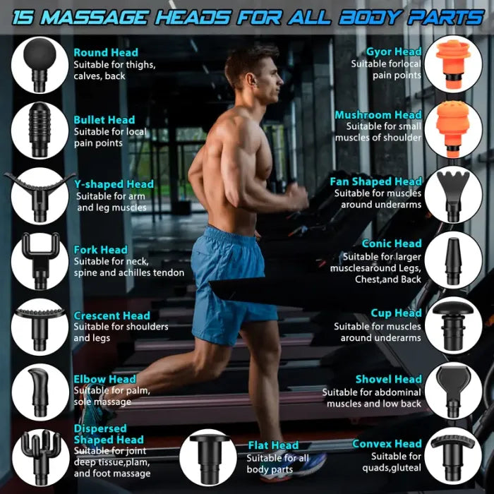 🔥Limited Time 50% OFF⚡TOLOCO Muscle Deep Tissue Massage Gun, Percussion massage gun with 10 replacement heads.