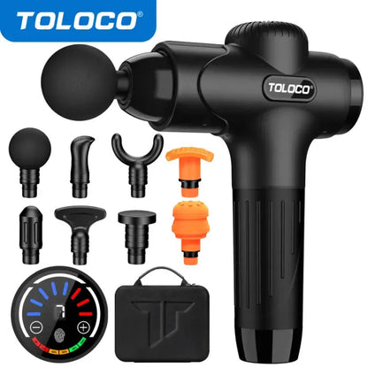 🔥Limited Time 50% OFF⚡TOLOCO Muscle Deep Tissue Massage Gun, Percussion massage gun with 10 replacement heads.