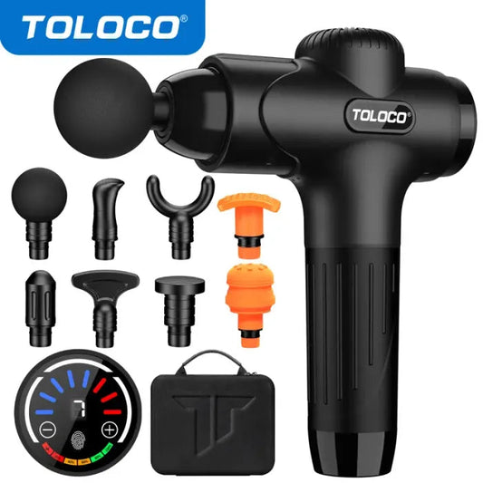 🔥Limited Time 50% OFF⚡TOLOCO Muscle Deep Tissue Massage Gun, Percussion massage gun with 10 replacement heads.