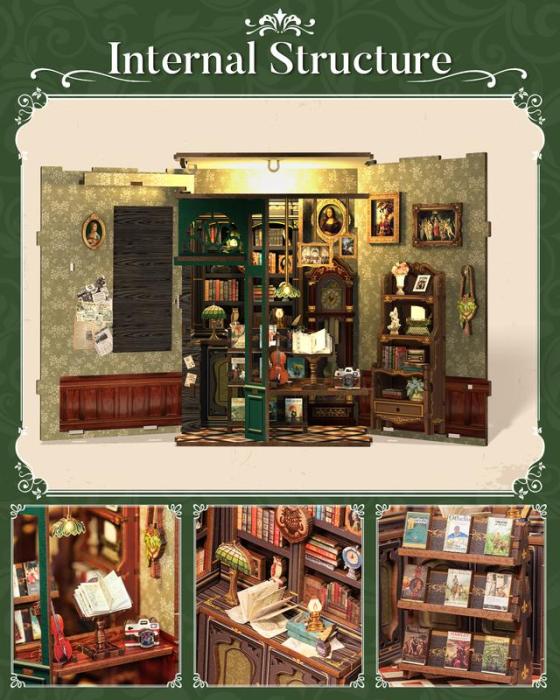【OWL BOOKSTORE】DIY bookcase with LED lights，Creative DIY toys. Best Gift For Kids