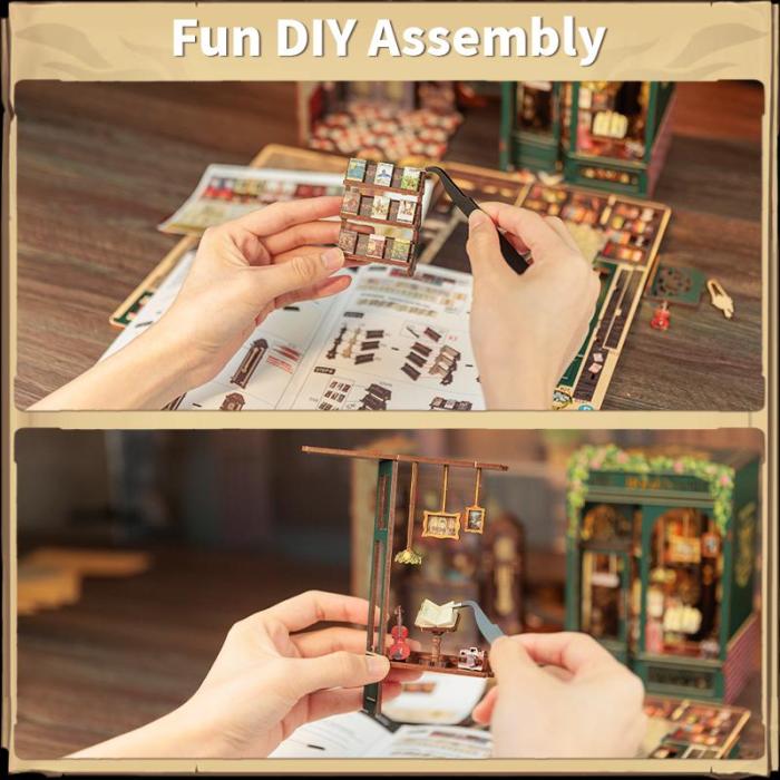 【OWL BOOKSTORE】DIY bookcase with LED lights，Creative DIY toys. Best Gift For Kids