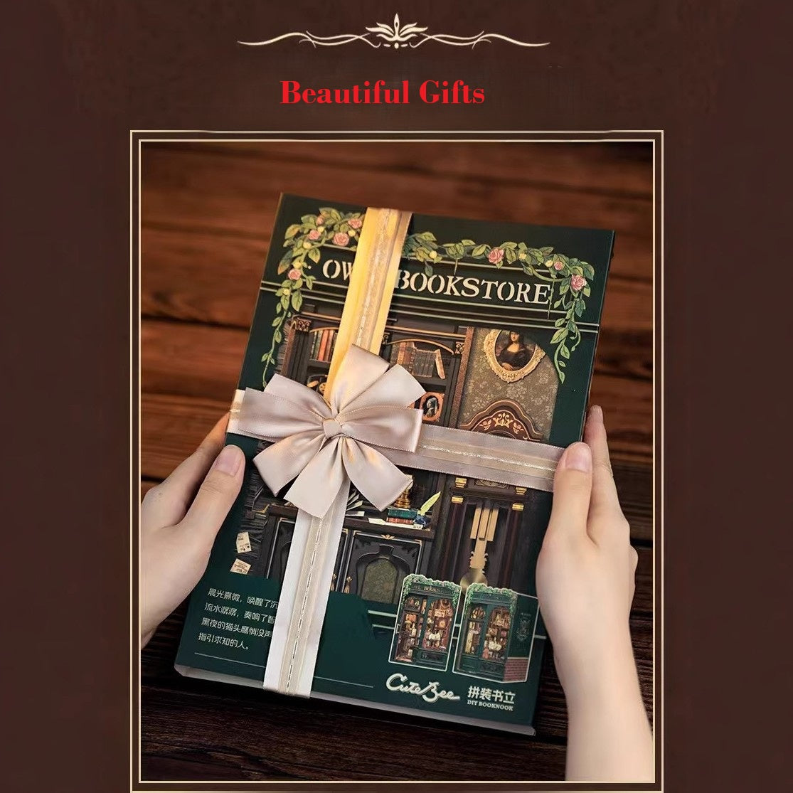 【OWL BOOKSTORE】DIY bookcase with LED lights，Creative DIY toys. Best Gift For Kids