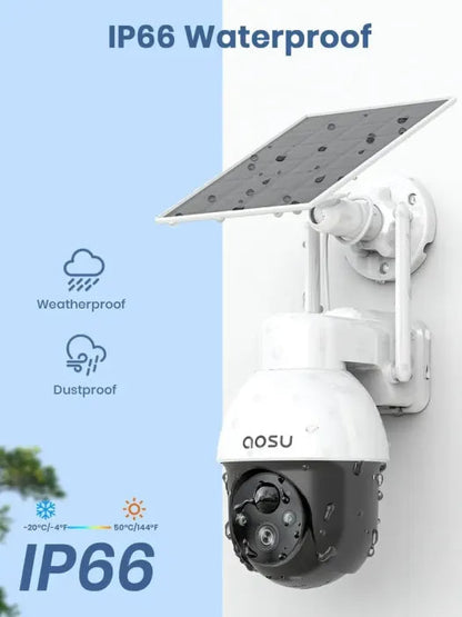 🔥Limited Time 50% OFF⚡AOSU Solar Security Camera Wireless Outdoor with Panoramic PTZ, Human Auto Tracking, 2K Night Vision