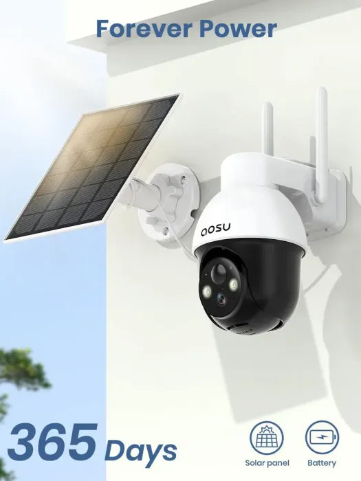 🔥Limited Time 50% OFF⚡AOSU Solar Security Camera Wireless Outdoor with Panoramic PTZ, Human Auto Tracking, 2K Night Vision