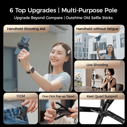 🔥2025 New 4-in-1 Multifunctional 360° Rotation Magnetic Selfie Stick