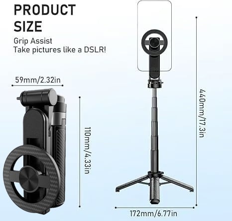 🔥2025 New 4-in-1 Multifunctional 360° Rotation Magnetic Selfie Stick