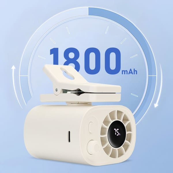 ❄️Car Clip Fan with LED Display[360° Rotatable 100 Speed Wind 1800mAh Low Noise Mini Fan Clamp Anywhere]