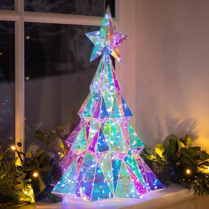 🏆Flash Sale⚡ 10K+ SOLD!🎁Prismatic Iridescent Christmas Tree with LED Lights✨🌲