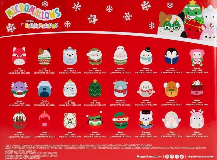 🎅 Early Christmas Sale🎅2026 Squishmallows 24-Day Micromallows Holiday Plush Advent Calendar