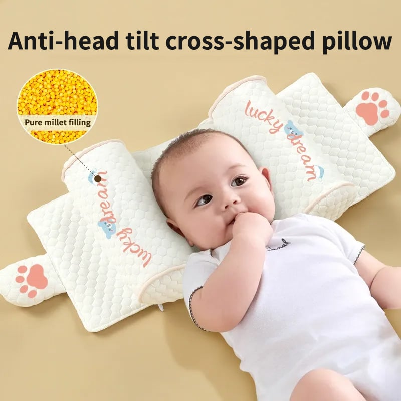 👼Premium Baby Support Pillow - Organic Cotton Infant Head Shaping Cushion