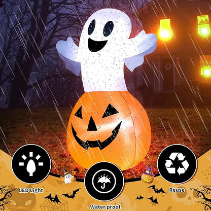 👻Halloween Fast Delivery✈️Hay & Harvest 48" Inflatable Peek-A-Boo Cat Jack-O-Lantern🎃