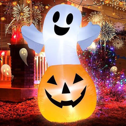 👻Halloween Fast Delivery✈️Hay & Harvest 48" Inflatable Peek-A-Boo Cat Jack-O-Lantern🎃