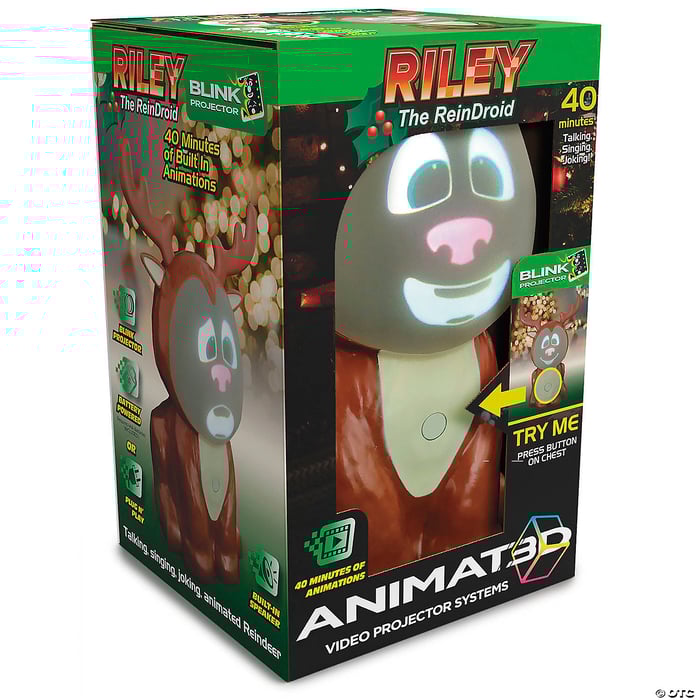 🎅Christmas Sale 49% Off 🦌3D Riley The ReinDroid (Mr. Chill) Talking Animated Reindeer with Built-in Projector & Speaker – Plug'n Play🎄