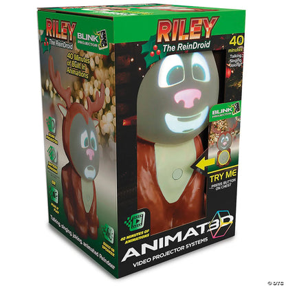 🎅Christmas Sale 49% Off 🦌3D Riley The ReinDroid (Mr. Chill) Talking Animated Reindeer with Built-in Projector & Speaker – Plug'n Play🎄
