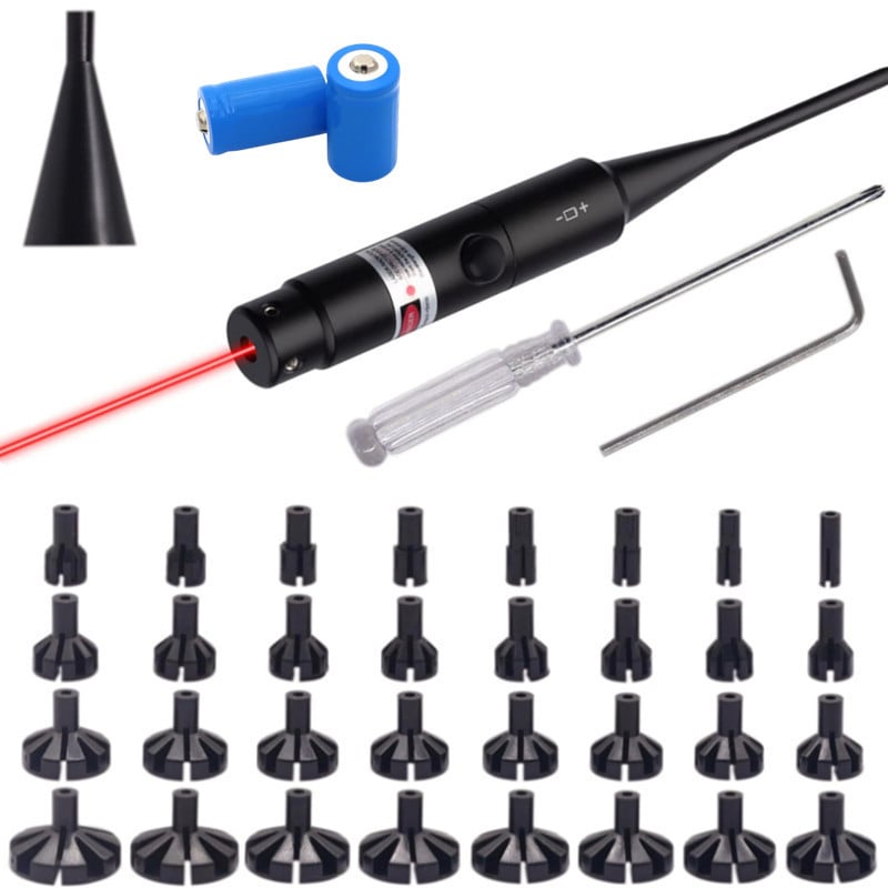 Rechargeable Laser Bore Sight Kit, Professional Red & Green Bore Sighter with 32 Adapters