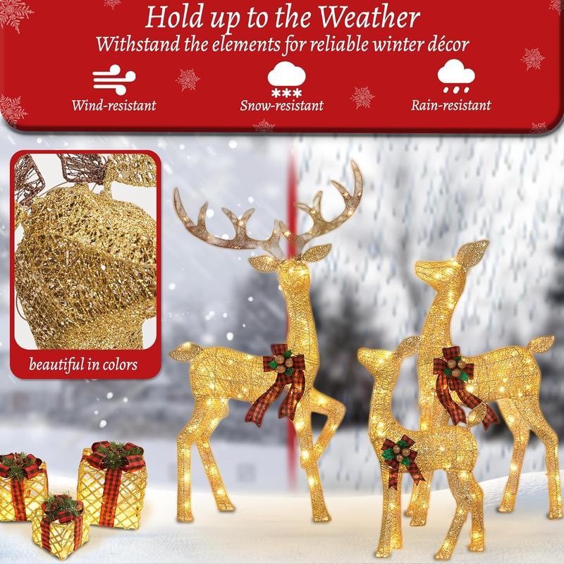 🦌3-Piece Christmas Lighted Reindeer Outdoor Christmas Decoration with 210 LED Lights✨