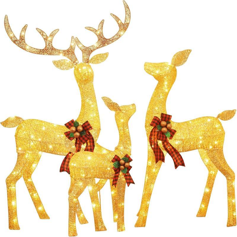 🦌3-Piece Christmas Lighted Reindeer Outdoor Christmas Decoration with 210 LED Lights✨