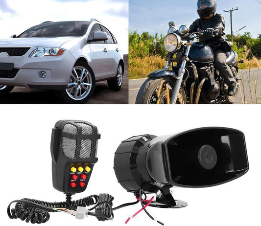 Car Horn 7 Tone Sound Mic PA Speaker Car System Emergency with Microphone Amplifier