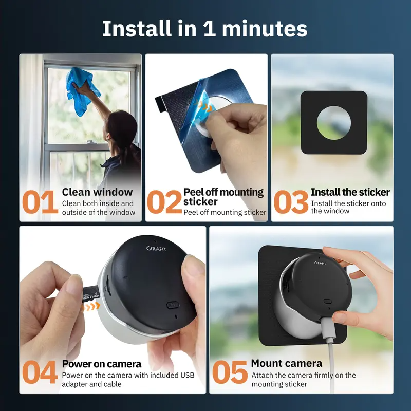 2K Second Floor Window Camera, AI Color Night Vision, Wi-Fi Indoor Security Cameras, Person & Motion Detection