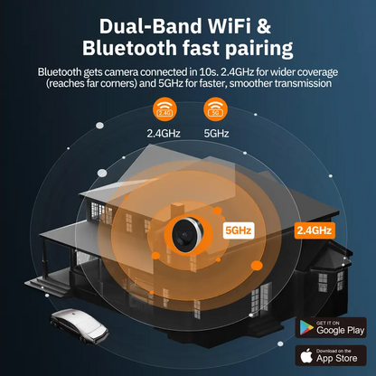 2K Second Floor Window Camera, AI Color Night Vision, Wi-Fi Indoor Security Cameras, Person & Motion Detection