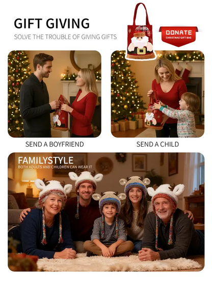 ✨Original design Christmas Knitted Warm Antler Hat🦌 (It can be used as a handbag)