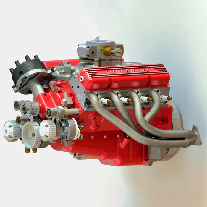 1/6 Scale Water-Cooled OHV 4-Stroke V8 Gas Engine Internal Combustion Engine Model