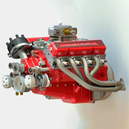 1/6 Scale Water-Cooled OHV 4-Stroke V8 Gas Engine Internal Combustion Engine Model