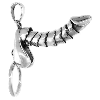 🏆Flash Sale⚡925 Sterling Silver Penis Pendant Pullable Penis Pendant, Hanging Male Sex Organ Pendant