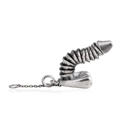 🏆Flash Sale⚡925 Sterling Silver Penis Pendant Pullable Penis Pendant, Hanging Male Sex Organ Pendant