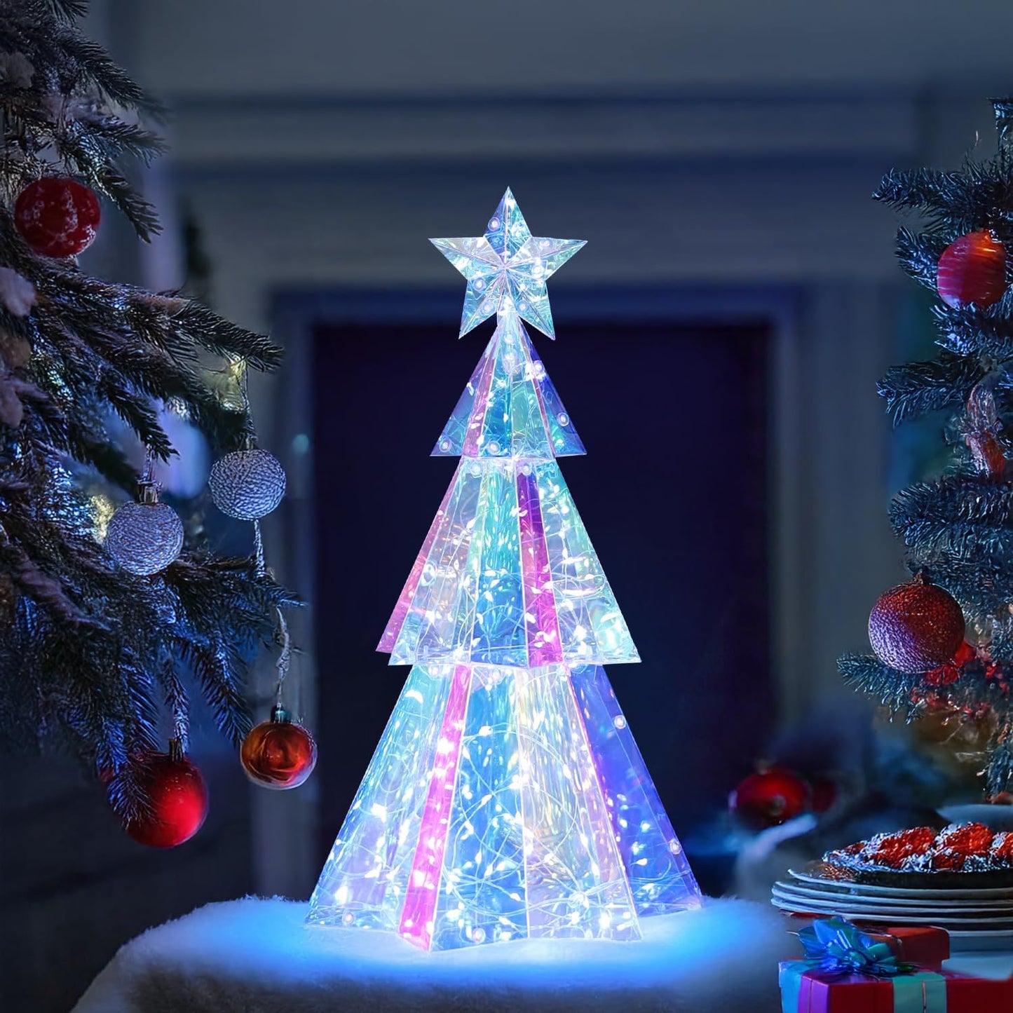 🏆Flash Sale⚡ 10K+ SOLD!🎁Prismatic Iridescent Christmas Tree with LED Lights✨🌲