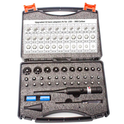 Rechargeable Laser Bore Sight Kit, Professional Red & Green Bore Sighter with 32 Adapters