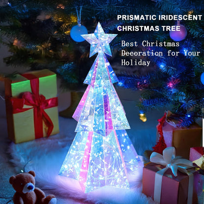 🏆Flash Sale⚡ 10K+ SOLD!🎁Prismatic Iridescent Christmas Tree with LED Lights✨🌲