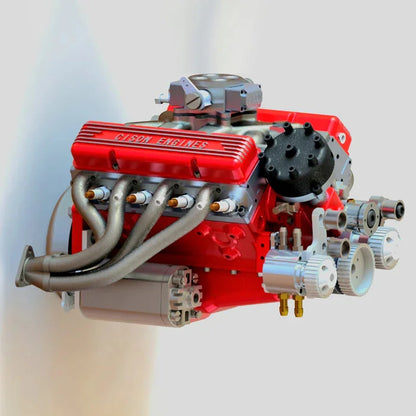 1/6 Scale Water-Cooled OHV 4-Stroke V8 Gas Engine Internal Combustion Engine Model