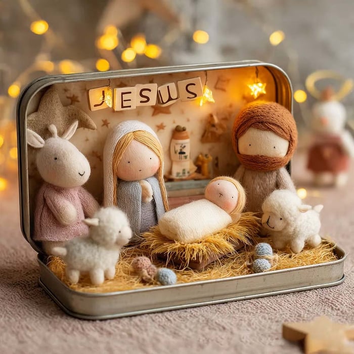✝️Handmade Miniature Nativity Doll Scene