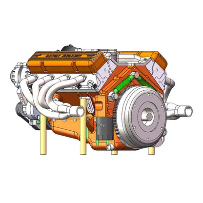 1/6 Scale Water-Cooled OHV 4-Stroke V8 Gas Engine Internal Combustion Engine Model