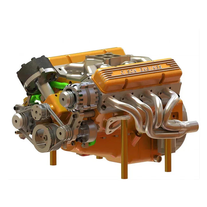 1/6 Scale Water-Cooled OHV 4-Stroke V8 Gas Engine Internal Combustion Engine Model