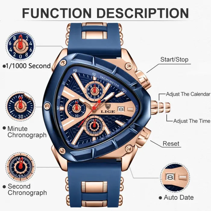 ⌚Limited time offer🔥LIGE Sports Triangle Men's Watch: Irregular Military Fashion